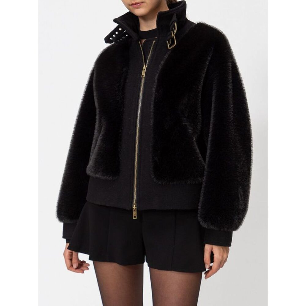 Twinset Women Twinset Turtleneck Short Faux Fur Jacket